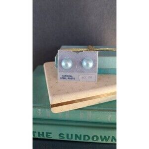 Vintage 1980s Iridescent Blue Stud Earrings
